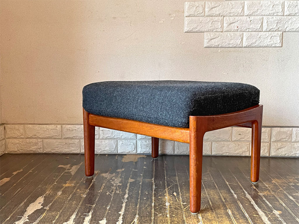 ゲタマ GETAMA ビンテージ GE290 オットマン チーク材 スプリングクッション ファブリック ネイビー ハンス・J・ウェグナー デンマーク 北欧家具   中古品  買い取りしました。