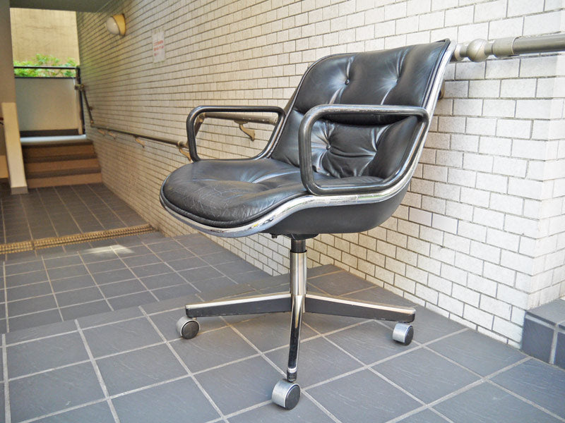 ノール Knoll ポロックチェア 本革張り ブラック エグゼクティブチェア Charles Pollock チャールズ・ポロック 中古品 買い取りしました！ 自由が丘店 出張買取もお任せください。