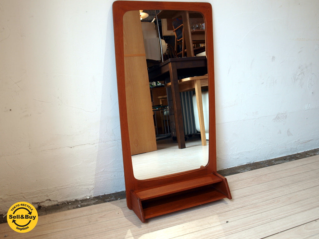 北欧ビンテージ Vintage チーク材 ウォールミラー with シェルフ Wallmirror with shelf Teakwood ★中古品 買い取りしました。下北沢店 出張買取もお任せ下さい。
