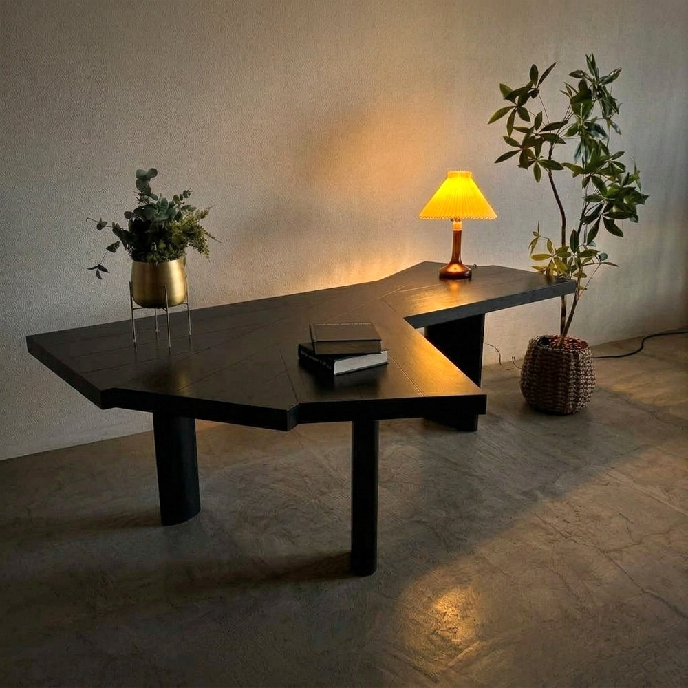 カッシーナ Cassina ヴェンタリオ 511 VENTAGLIO テーブル 無垢オーク材 ブラック塗装 W235cm シャルロットペリアン 参考定価約263万円 ～ 居住学の静かなる革命、三つの脚部と扇が拓く自由 ～
