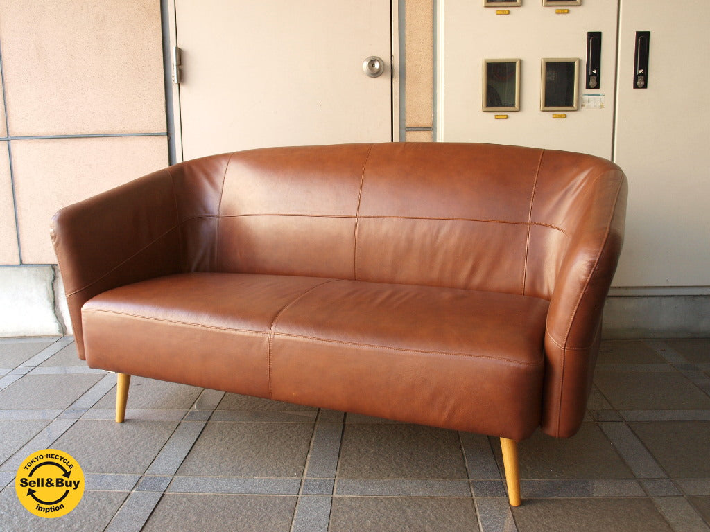 イデー IDEE レポ LEPO 本革 レザー 2シーター ソファ ライトチャコール 廃番 定価19万 ★中古品 買い取りしました。下北沢店 出張買取もお任せ下さい。
