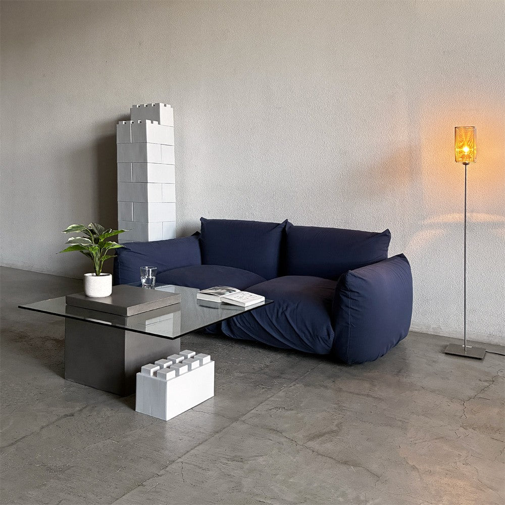 アルフレックス arflex アーム付き 2シーター ソファ マレンコ MARENCO 帆布調 カバーリング  ブルー 定価66.2～90.4万円の品 イタリアモダン ～ 同社を代表する 巨匠 マリオ・マレンコ Mario Marenco '71 デザインによる名作ベストセラーソファ！ ～