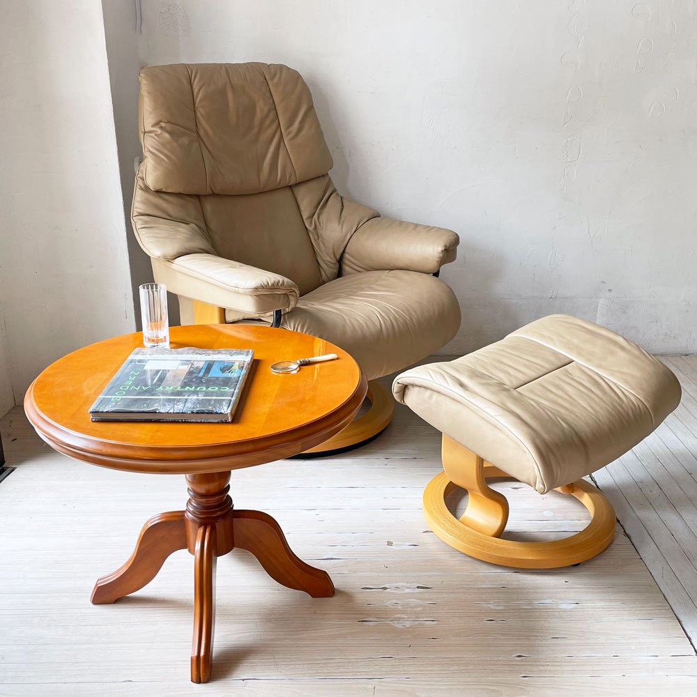 【下北沢店】横浜ダニエル Daniel レオナ Leona ラウンド サイドテーブル Φ60cm 樺桜材 クラシカル アーリーアメリカン 買取させていただきました。