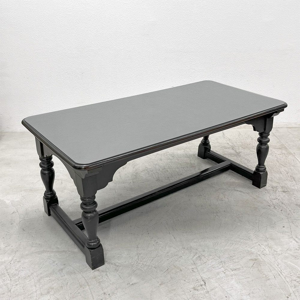 【登戸BASE EC店】ビンテージ 無垢材天板 ガラス天板 ダイニングテーブル リフェクトリーテーブル 買取させていただきました。