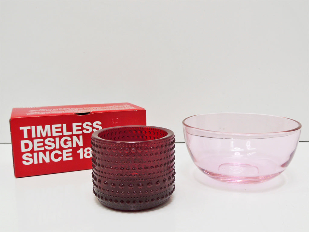 イッタラ iittala カステヘルミ Kastehelmi ボティーブ VOTIVE キャンドルホルダー クランベリー レッド ＆ ティーマ TEEMA ガラス ボウル スウィートピンク 12.6cm   中古品 買い取りしました。