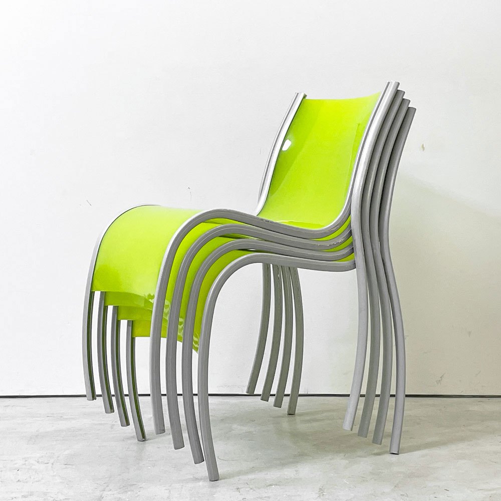 【祖師ヶ谷大蔵店】カルテル Kartell FPE chair スタッキングチェア ダイニングチェア アルミ ポリプロピレン グリーン ロンアラッド イタリアモダン 廃番 4脚 買取させていただきました。