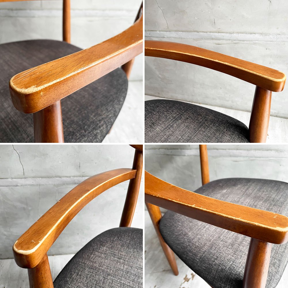 アクメファニチャー ACME Furniture トラッセル アームチェア TRESTLES ARM CHAIR ダイニングチェア ウォールナット ファブリックシート USビンテージスタイル 現状品 ♪