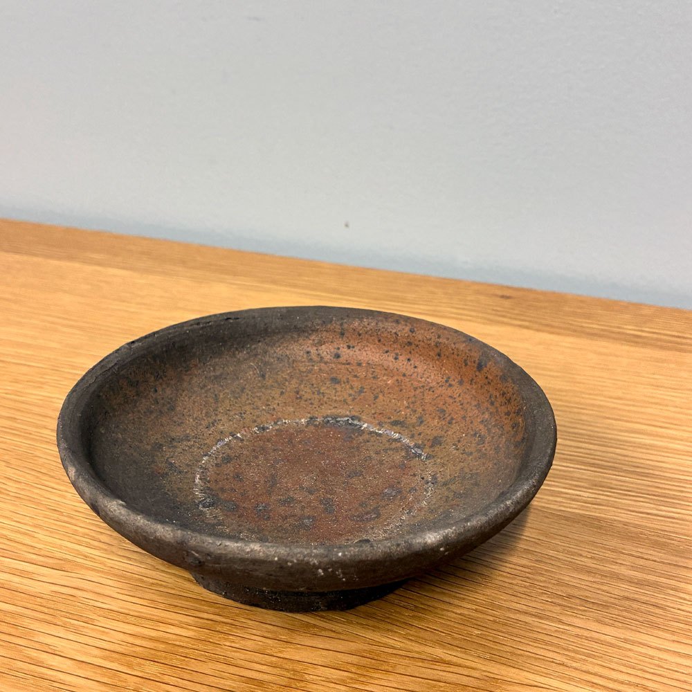 森岡成好 Shigeyoshi Morioka 南蛮焼焼締  食器 平鉢 皿 丸皿 Φ14 現代作家 B ◎