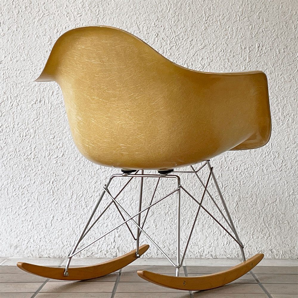 ハーマンミラー Herman Miller アームシェルチェア 2nd FRP ロッカーベース オークルライト イームズ ミッドセンチュリー ◇