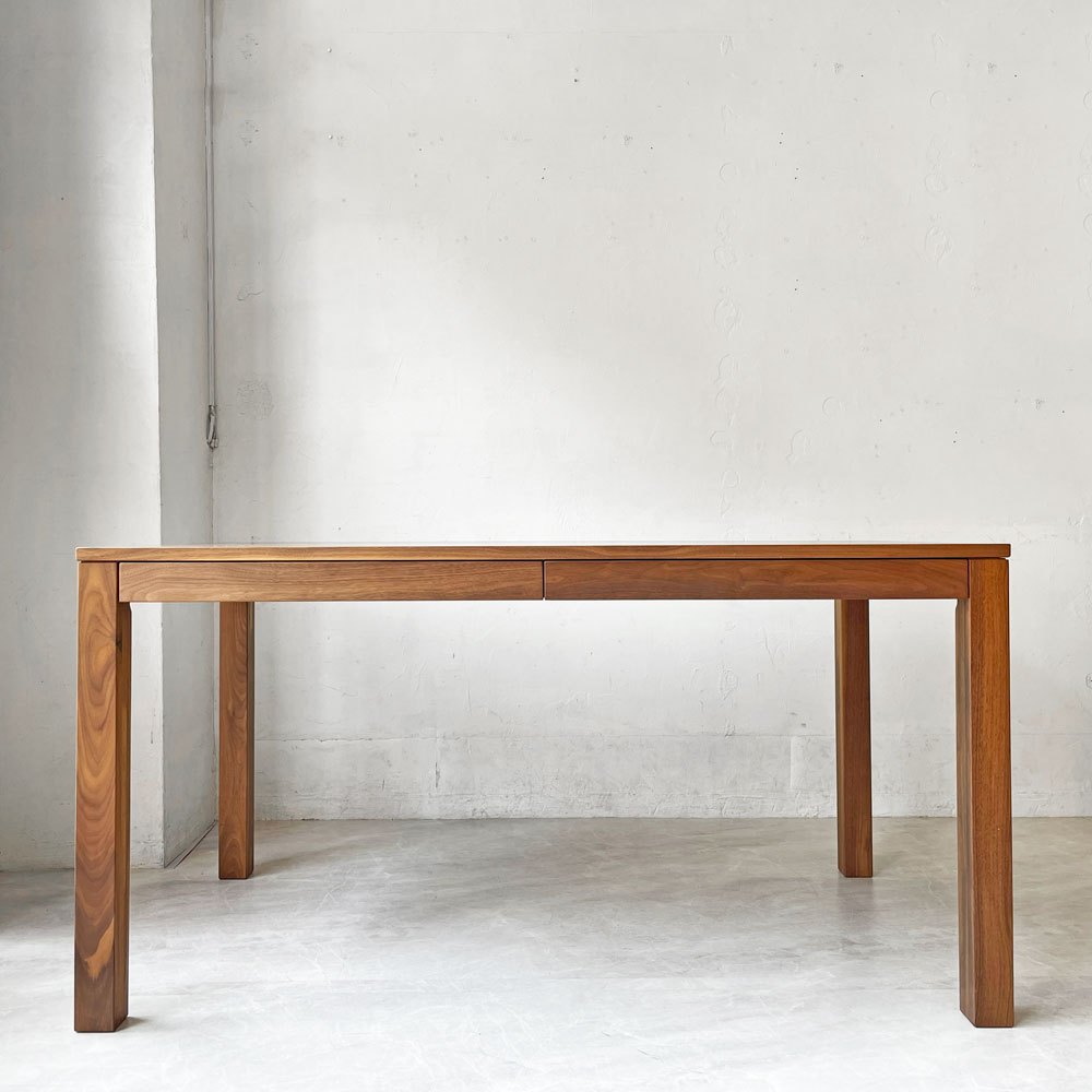 無印良品 MUJI ウォールナット 無垢集成材 ダイニングテーブル 木製テーブル 2ドロワー Ｗ140cm 定価￥99.000- ★