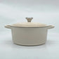ルクルーゼ LE CREUSET ココットロンド 両手鍋 メレンゲ シルバーツマミ 22cm 鋳物 フランス ●