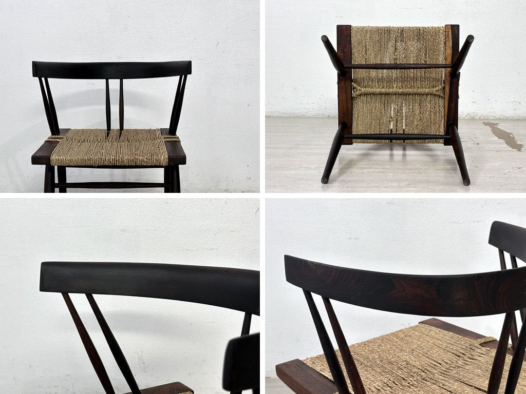 ジョージ・ナカシマ George Nakashima グラスシートチェア GRASS SEATED CHAIR ローズウッド材 座面張替済み インド NID 60's ビンテージ ●