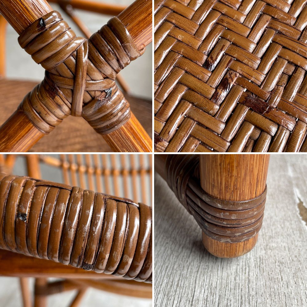 カザマ KAZAMA ラタン アームチェア ラタンチェア ラウンジチェア 籐 曲木 アジアンスタイル 廃番 ♪