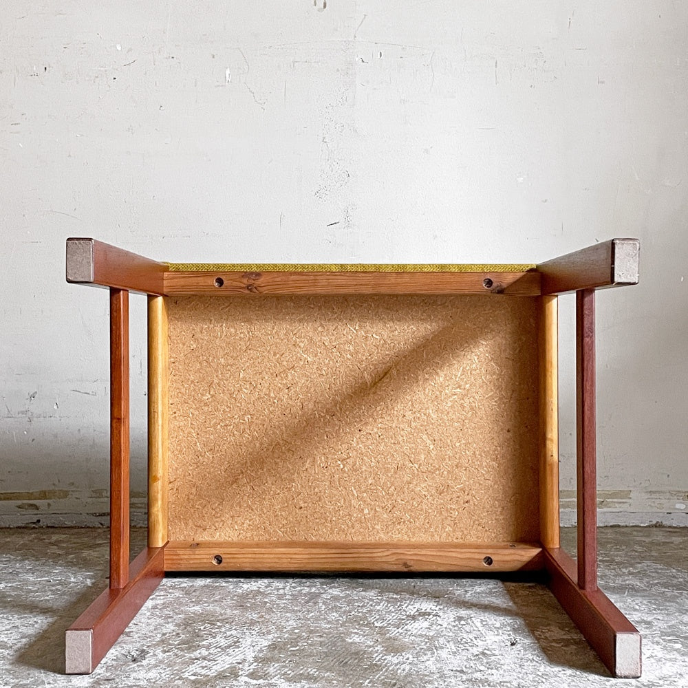 北欧ビンテージ Scandinavia Vintage スツール オットマン ファブリック マスタードカラー 座面張り替え済み H45cm 北欧家具 ■