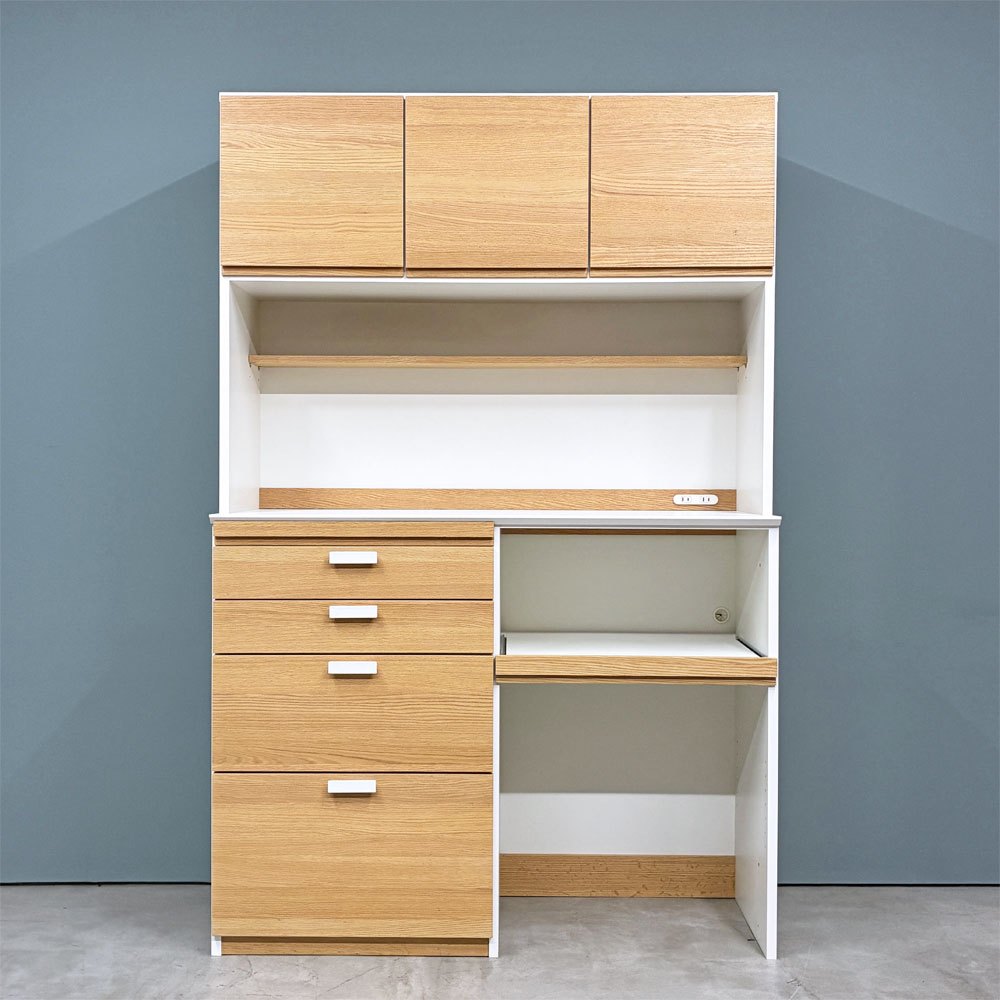 モモナチュラル MOMO Natural ホルム HOLM カップボード CUPBOARD キッチンボード オーク材 ホワイト メラミン化粧板 ナチュラルモダン ◎
