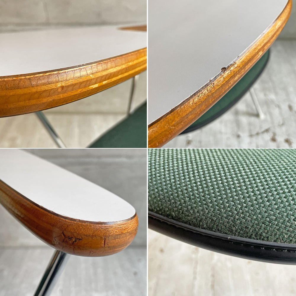 ハーマンミラー Herman Miller サイドシェルチェア セカンド 2nd ビンテージ アプホルスター スクールベース 肘掛けテーブル付 イームズ ミッドセンチュリー A  ♪