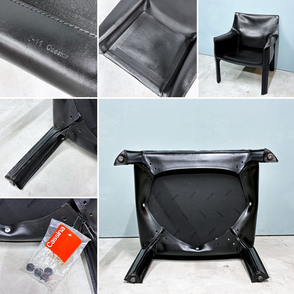 カッシーナ Cassina 414 CAB ラウンジチェア アームチェア 1シーター キャブチェア 本革 マリオ・ベリーニ 参考価格約65万 ◎