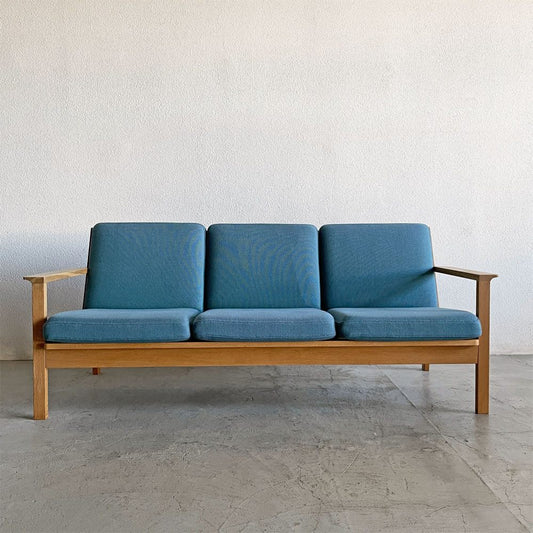 カーフ Karf トリムプラス Tolime+ 3シートソファ 3人掛け W184cm ホワイトオーク無垢材 ファブリック ブルー系 朝倉芳満 現行定価￥291,000- 〓
