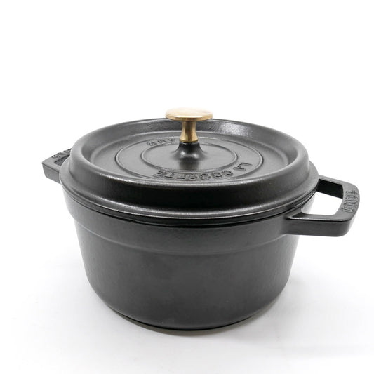 ストウブ STAUB ピコ ココット ラウンド 両手鍋 ブラック 20cm 鋳物 キャセロール ガス オーブン IH対応 フランス ●