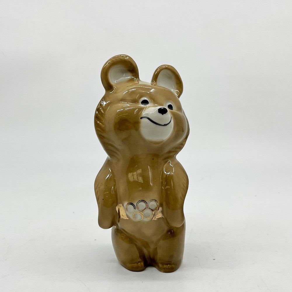 こぐまのミーシャ Misha Миша 陶製 オブジェ 置物 モスクワオリンピック マスコットキャラクター ロシア 旧ソ連 1980年 ビンテージ H13cm A ●