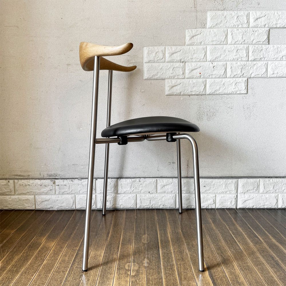 カールハンセン＆サン Carl Hansen & Son CH88P ダイニングチェア オーク材 本革 ブラックレザー ステンレスレッグ ハンス・J・ウェグナー 北欧家具 ◎