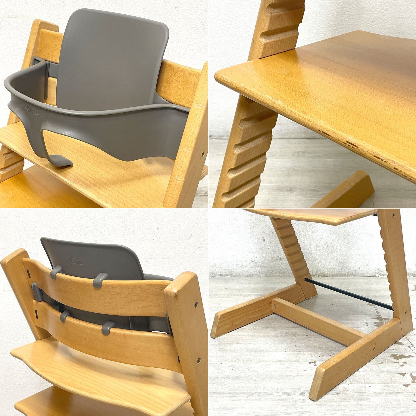 ストッケ STOKKE トリップトラップ TRIPP TRAPP ベビーチェア キッズチェア S/N4～ プラスチック背もたれ、ガード付 ノルウェー 北欧家具 ●