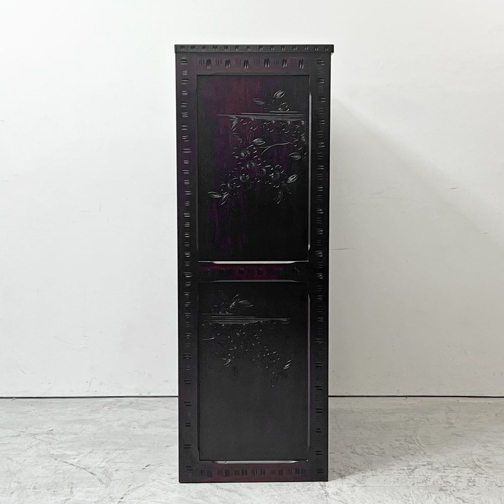 軽井沢彫 箪笥 チェスト 7段 抽斗8杯 桜彫刻 星打ち 細密彫刻 伝統工芸品 民藝家具 ●