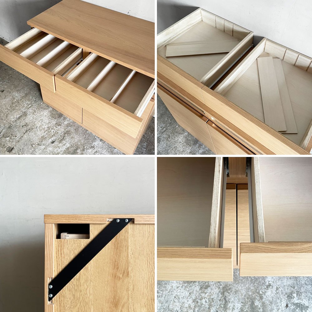 無印良品 MUJI 木製キャビネット 木扉 オーク材突板 抽斗2杯 仕切り板付 ナチュラル シンプルデザイン ■