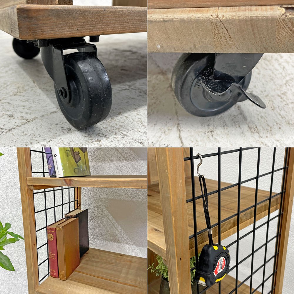 東馬 tohma アップタウンファニチャー UPTOWN FURNITURE ハイシェルフ PULLEY UP300 Hi-Shelf オープンシェルフ 2列4段  収納ラック 杉古材×スチール キャスター付き 定価89,900円 〓