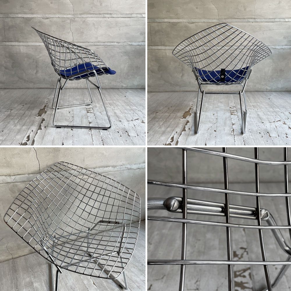 ノル Knoll チャイルズ ダイヤモンドチェア Child's Diamond Chair キッズチェア クロームフレーム シートパッド付 ハリー・ベルトイア Harry Bertoia 希少 ♪