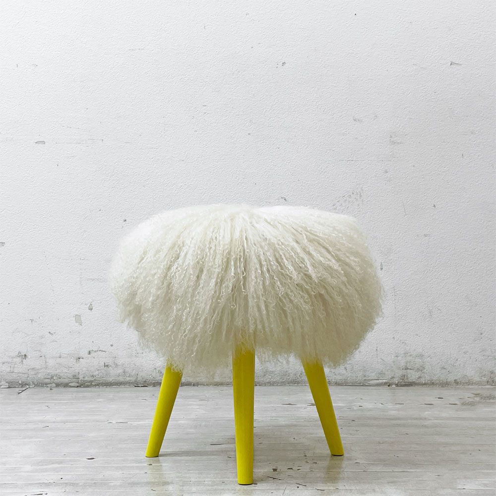 マウントハリ Mt.Hari モンスタースツール MONSTER STOOL シープファー アッシュ材 ホワイト×イエロー ●