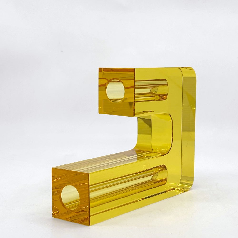 ヒュプシュ Hübsch デュオベース Duo Vase ガラスベース フラワーベース クリスタルガラス デンマーク 北欧 イエロー モダンデザイン ●