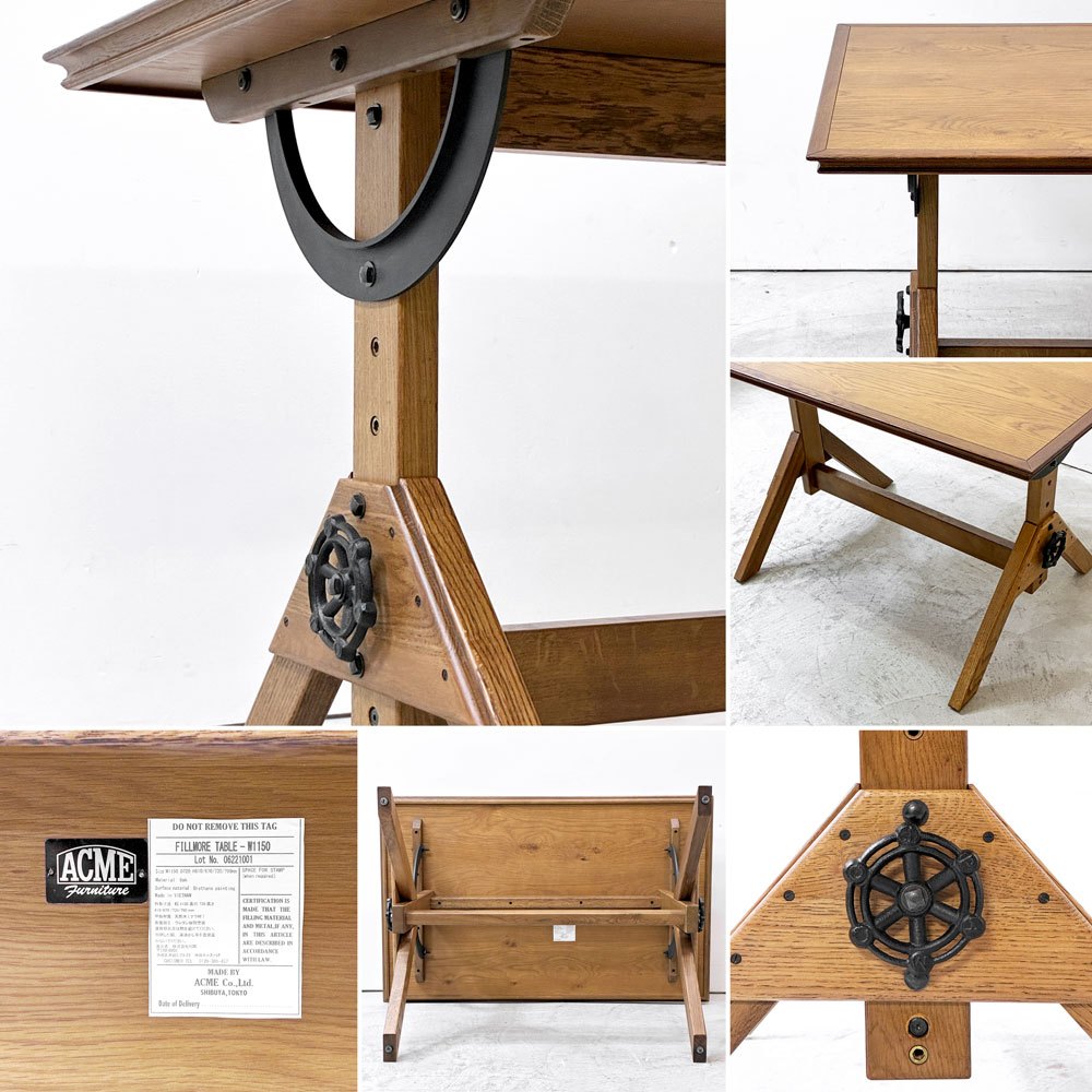 アクメファニチャー ACME Furniture フィルモアテーブル FILLMORE TABLE Sサイズ W115cm オーク材 アイアン インダストリアル ●