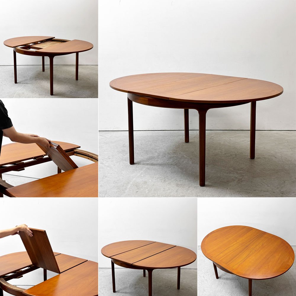 ネイサンファニチャー NATHAN Furniture チーク材 エクステンション ダイニングテーブル 伸長式 ラウンド W122cm 英国家具 UKビンテージ ●