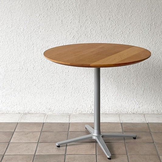 モダンデザイン オーク無垢集成材 ラウンド カフェテーブル ダイニングテーブル クリーマオーダー品 Φ70cm ◇