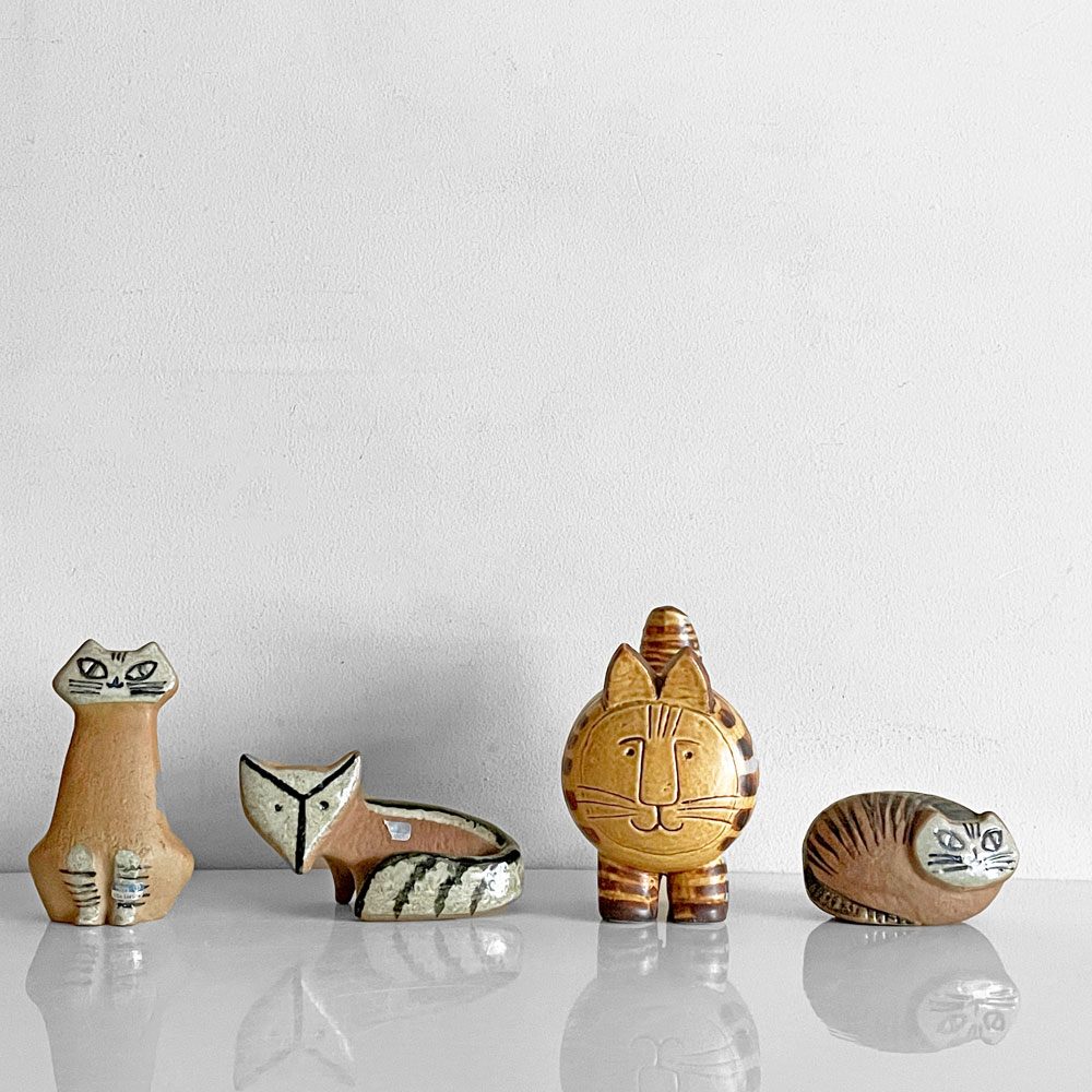 グスタフスベリ GUSTVSBERG 小さな動物園 Lilla Zoo 丸まった猫 Liggande Katt フィギュリン 置物 リサ・ラーソン ビンテージ 北欧雑貨 ■