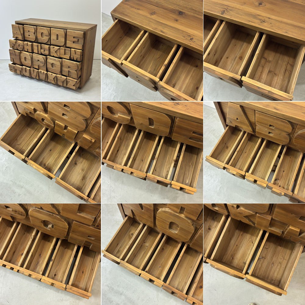 クラッシュゲート CRASH GATE ノットアンティークス Knot antiques ABC キャビネット 古材 チェスト アルファベット 大小抽斗計26杯 店舗什器 関家具 ●