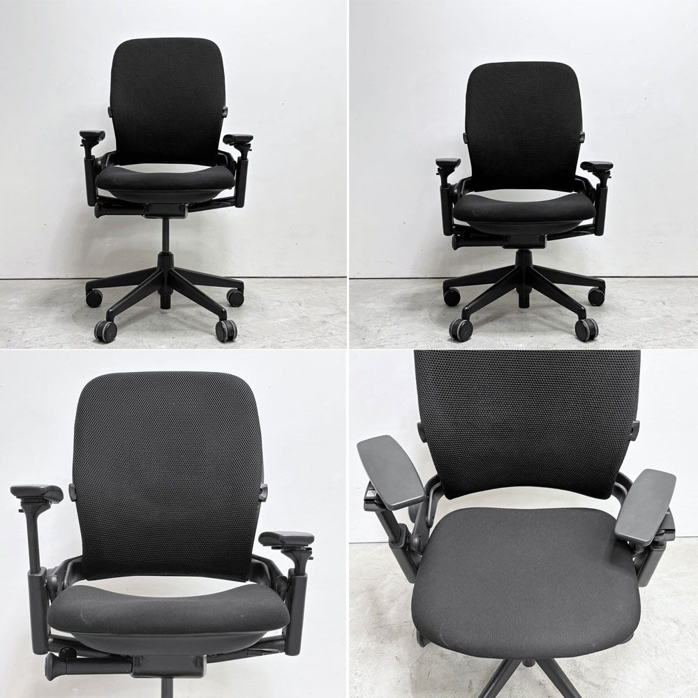 スチールケース Steelcase リープチェア Leap デスクチェア エルゴノミクスチェア 高機能チェア キャスター付き ファブリック ブラック ●