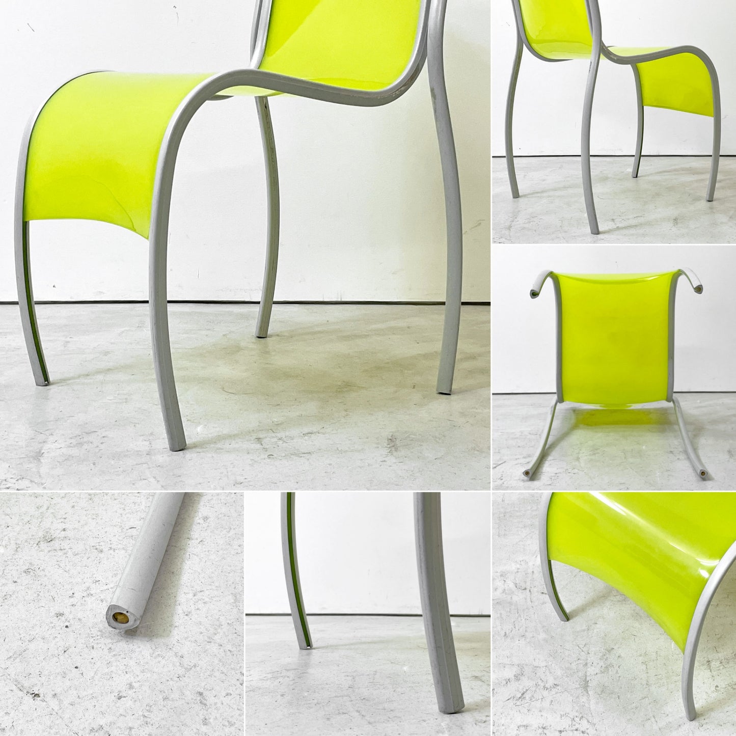 カルテル Kartell FPE chair スタッキングチェア ダイニングチェア アルミ ポリプロピレン グリーン ロンアラッド イタリアモダン 廃番 A ●