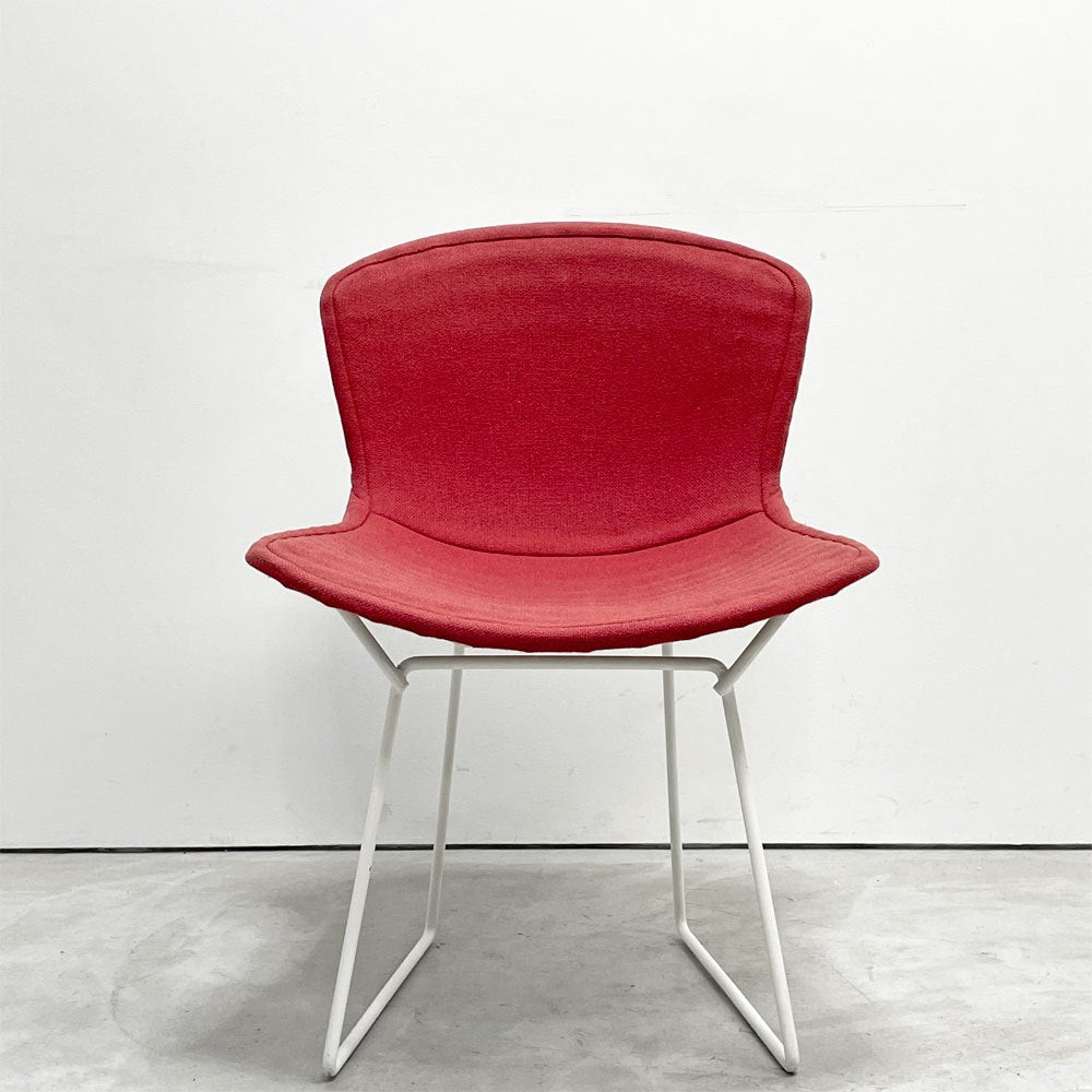 ノル Knoll 420 サイドチェア ワイヤーチェア ダイニングチェア ホワイト × レッド ファブリック フルカバー仕様 ハリー・ベルトイア ミッドセンチュリー ビンテージ ●