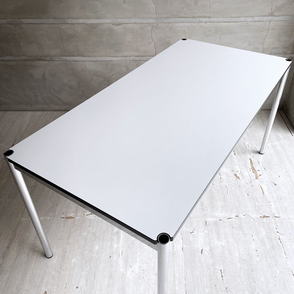 USMハラー USM Haller モジュラーファニチャー ハラーテーブル ワーキングデスク W150cm アジャスター パールグレーラミネート(ホワイト) 高さ調整機能付き スイス ♪