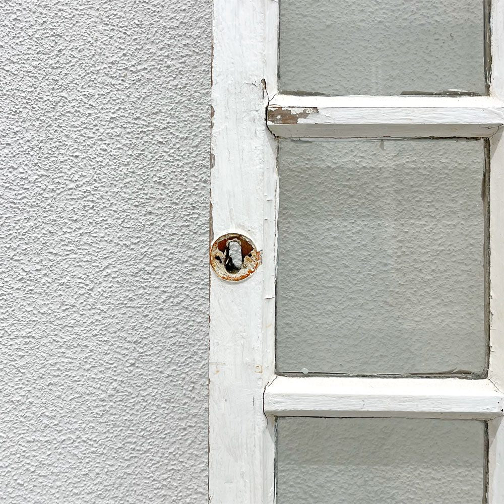 フランスアンティーク 格子窓枠 木枠×ガラス 2枚組 建材 建具 ビンテージ 〓