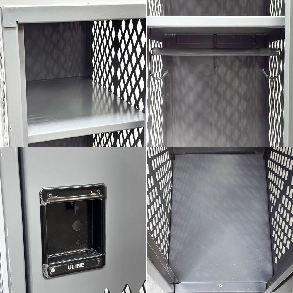 ULINE社 Ventilated Single Tier Lockers スチール製メッシュ ロッカー ティアロッカー 1人用 US ガレージ インダストリアルデザイン C ●