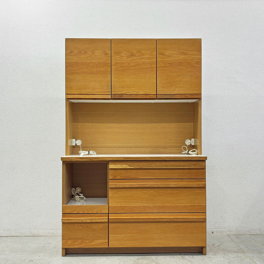 末次家具工芸 SUETSUGU FURNITURE オークリー キッチンキャビネット キッチンボード 食器棚 W120cm オーク材 ●