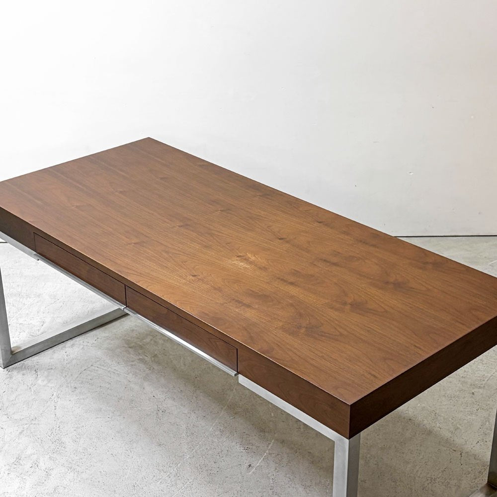 イデー IDEE アティーノ ATINO デスク ダイニングテーブル ワークテーブル ウォールナット材 スチール 抽斗2杯 W180cm モダンデザイン 廃番希少 ●