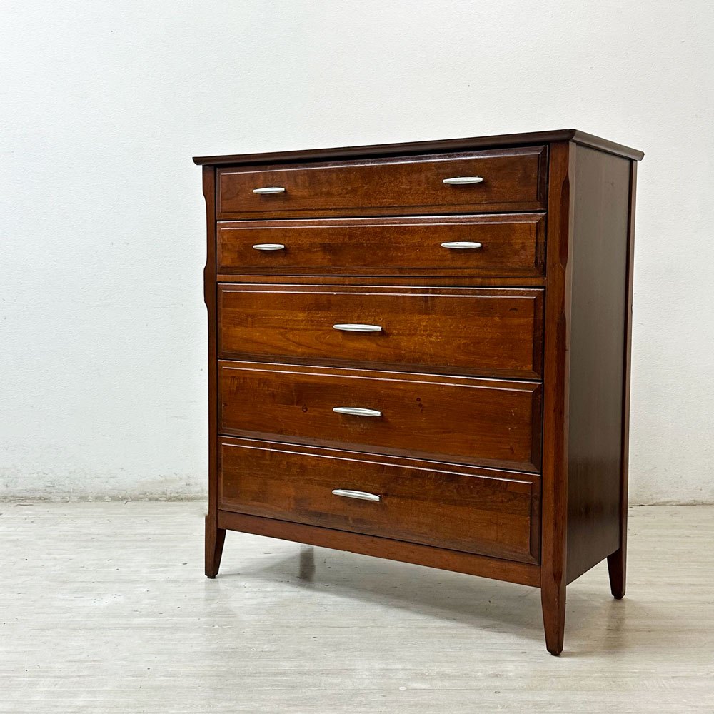 B.P.John Furniture トールチェスト デコラトップ 米軍家具 USビンテージ ミッドセンチュリー 現状品 ●