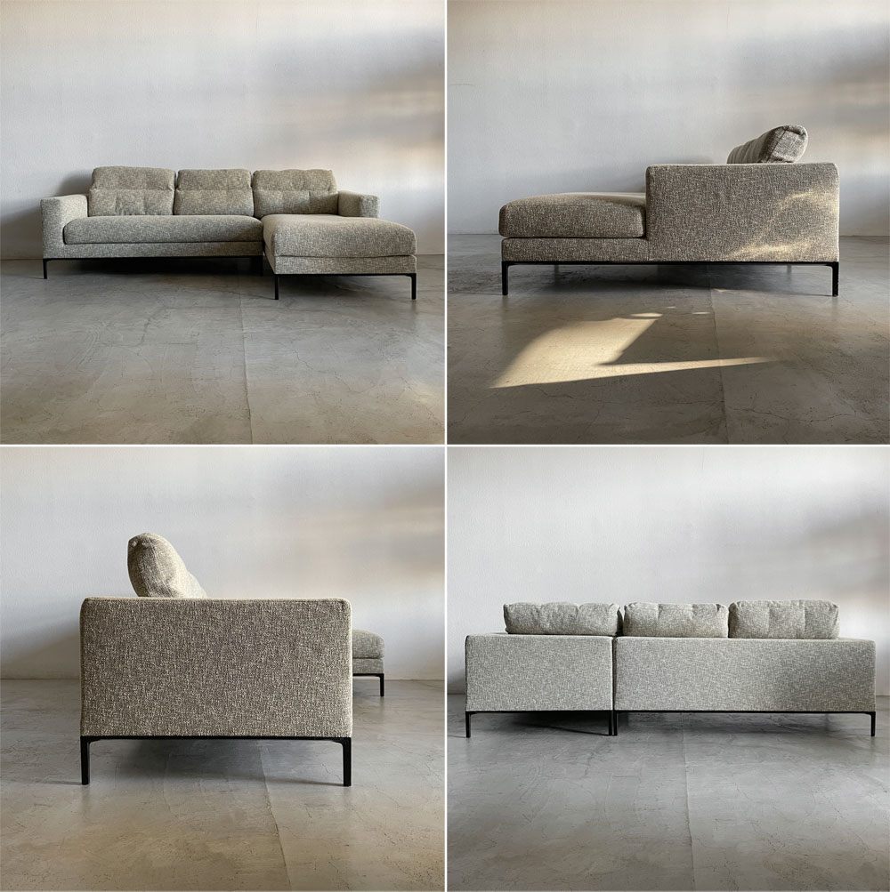 カッシーナ・イクスシー Cassina IXC. グラブ ホーム システム ソファ GRAB home* System Sofa シリーズ G-03 2人掛け右片アーム & G-06 ロングシート 左片アーム & G-08 バックレストクッション×3個 カウチソファ セット 合計参考価格1,599,400円の品 FUN E240M エクリュ Eランク生地 〓