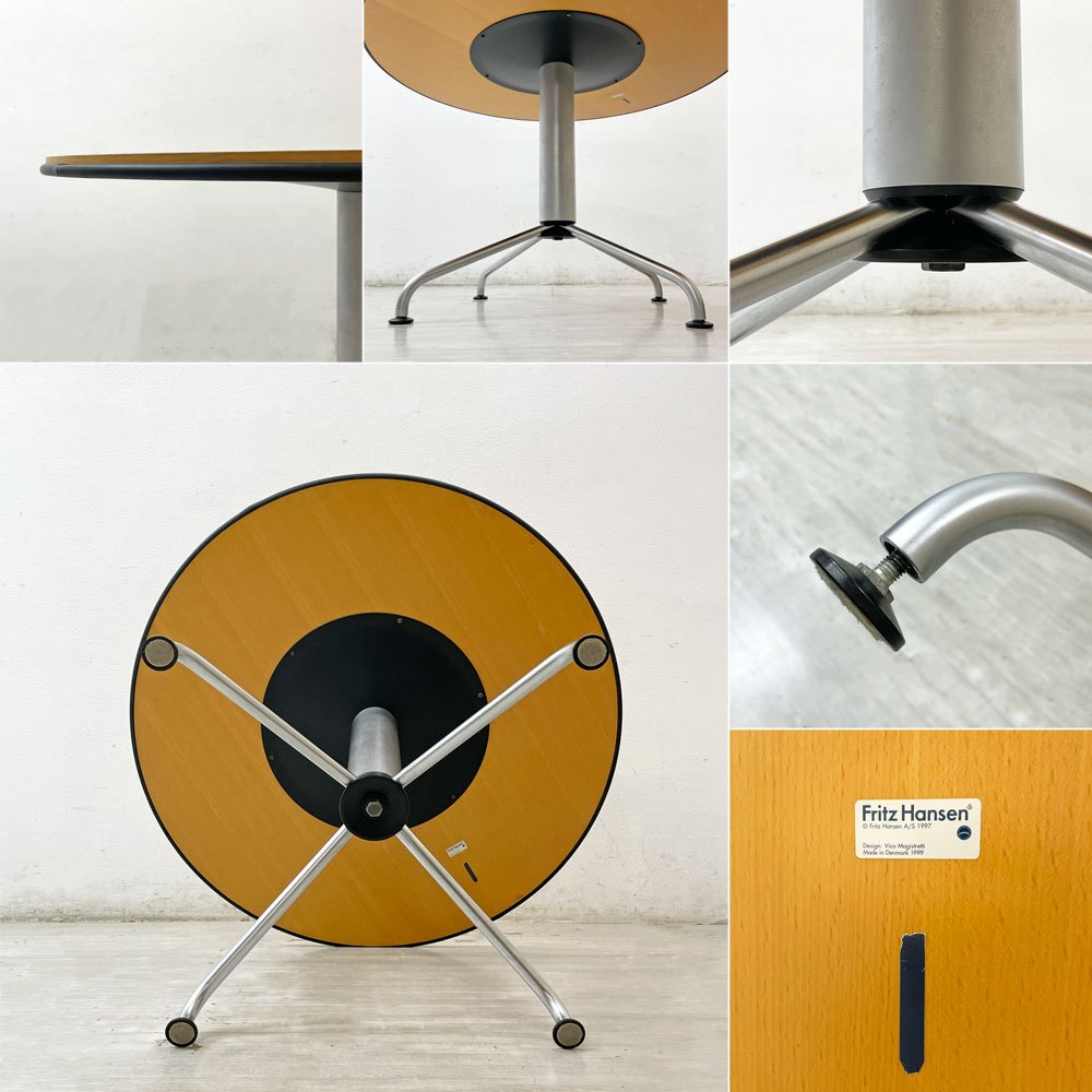 フリッツハンセン Fritz Hansen VMシリーズ ラウンド ダイニングテーブル ヴィコマジストレッティ デンマーク アジャスター W107cm ●