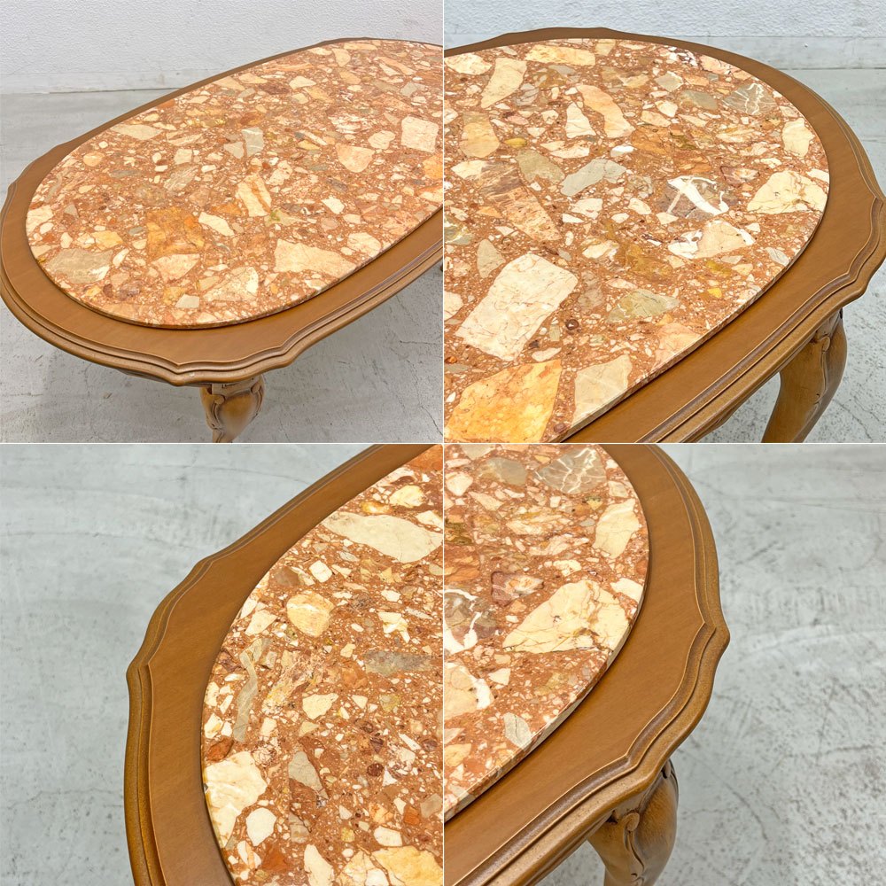 Galimberti テラゾー天板 センターテーブル コーヒーテーブル 大理石調 猫脚 イタリア ヨーロピアンクラシカルデザイン 〓