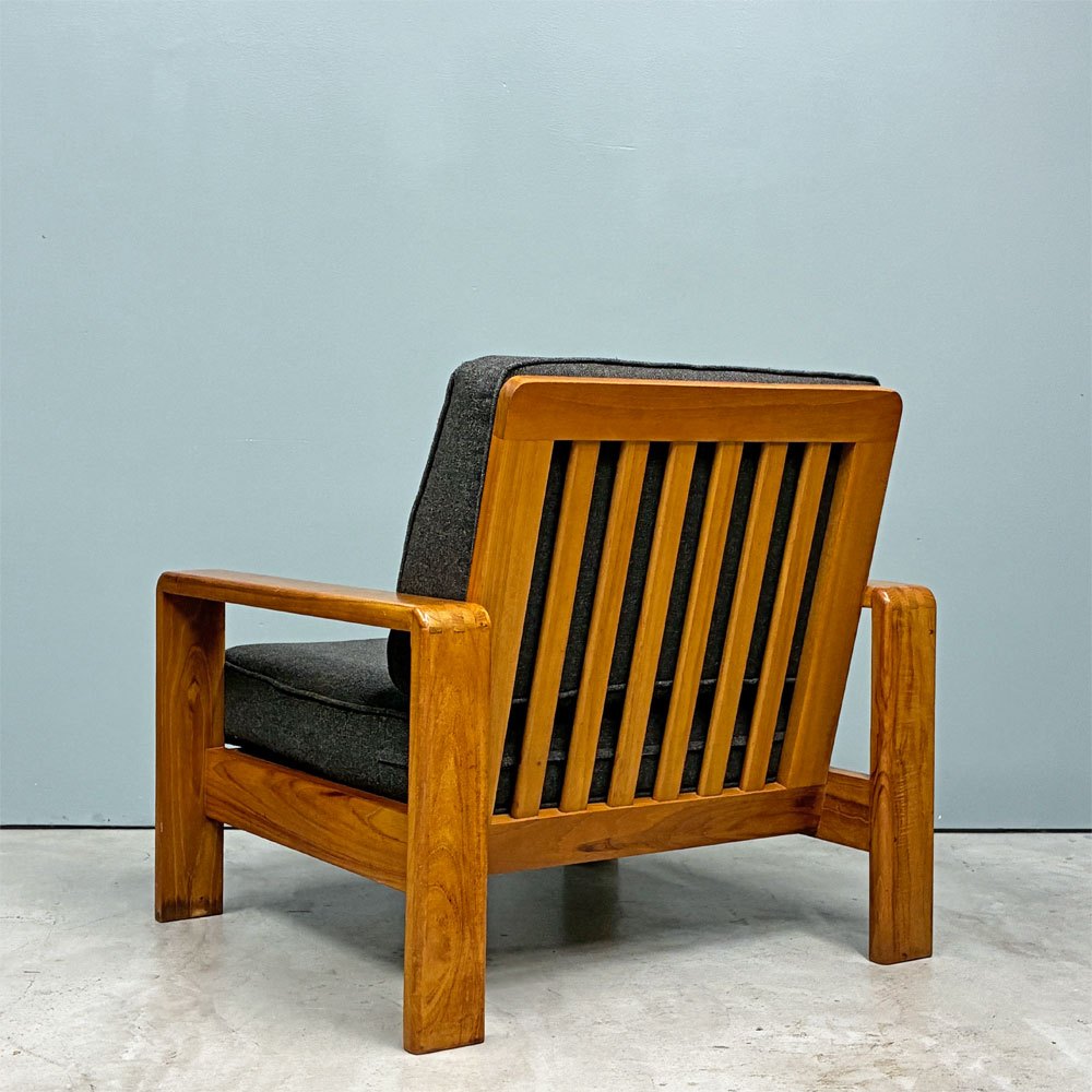 スキャンティーク SCANTEAK 1Pソファ シングルソファ 1人掛け チーク無垢材 ファブリック チャコールグレー 北欧スタイル ◎